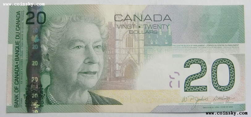 加拿大2004年面值20元