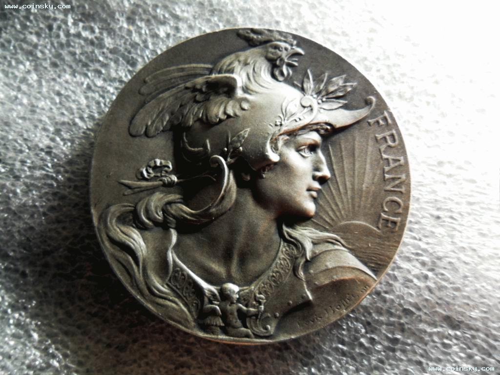 法国自由女神高卢鸡浮雕版40mm29克大银章