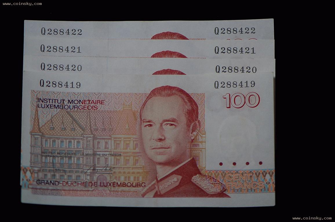 币钞--查看卢森堡100法郎六枚详细资料