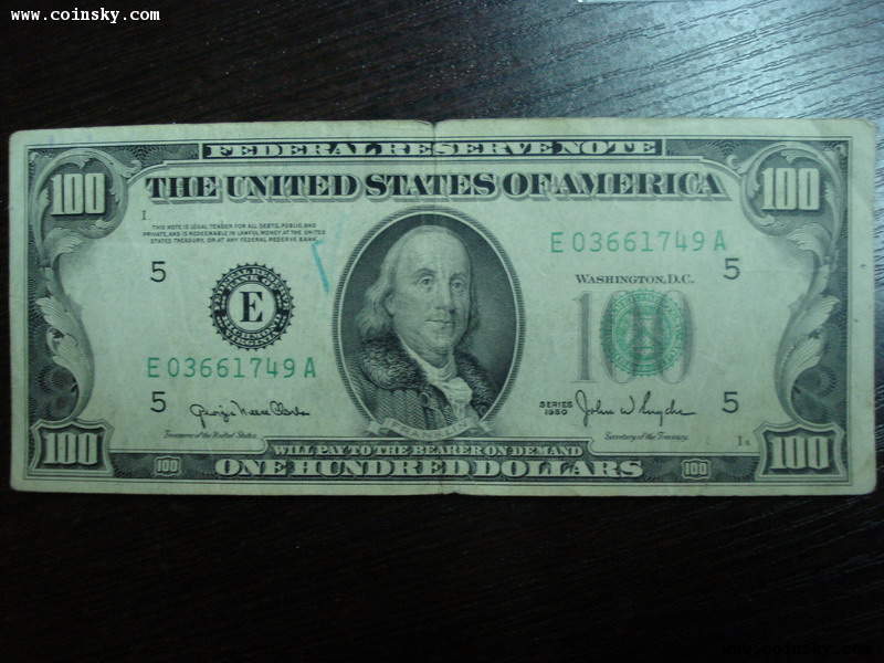 钱庄--查看1950年100美元