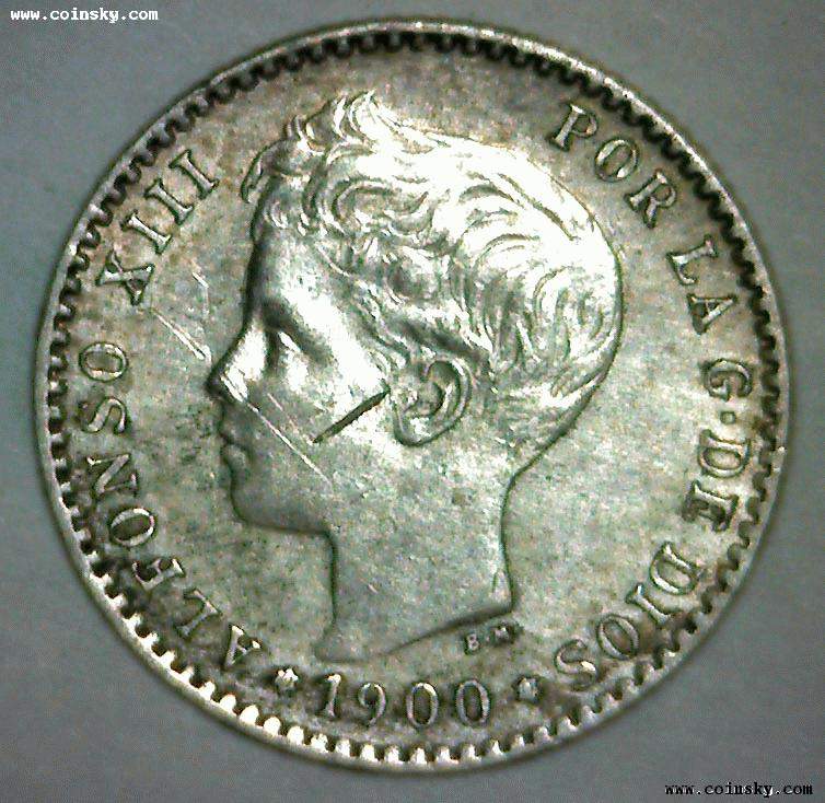 西班牙1900年50分银币