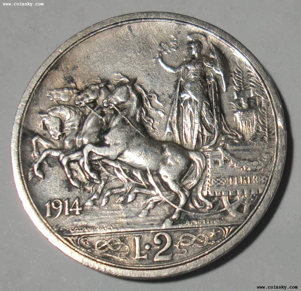 钱币天堂--钱币商城--汇海钱币社--查看意大利1914年2里拉 银币详细资料